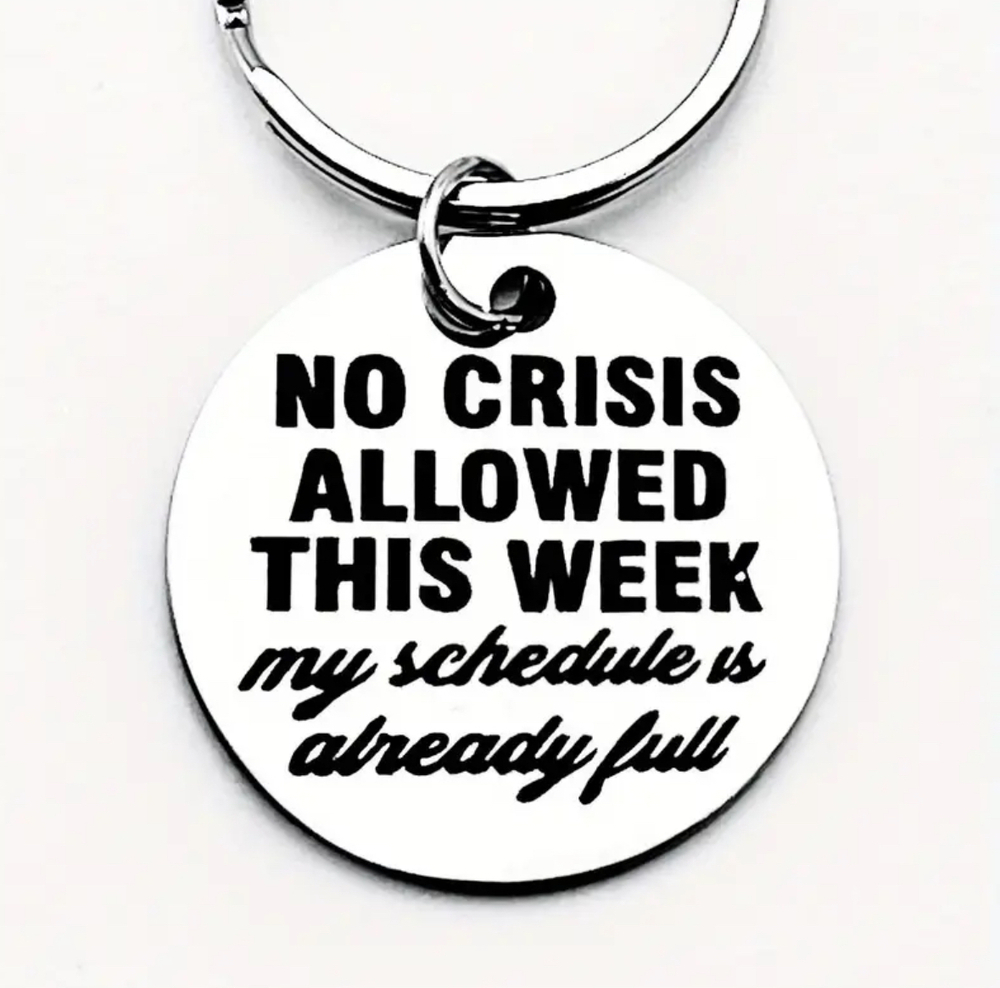 3/$25 No Crisis Allowed This Week My Schedule Is Already Full Stainless Keychain